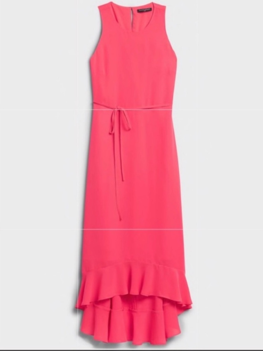 NEW Banana Republic Neon Coral High-Low Flounce Hem Chiffon Maxi Dress Women’s 6